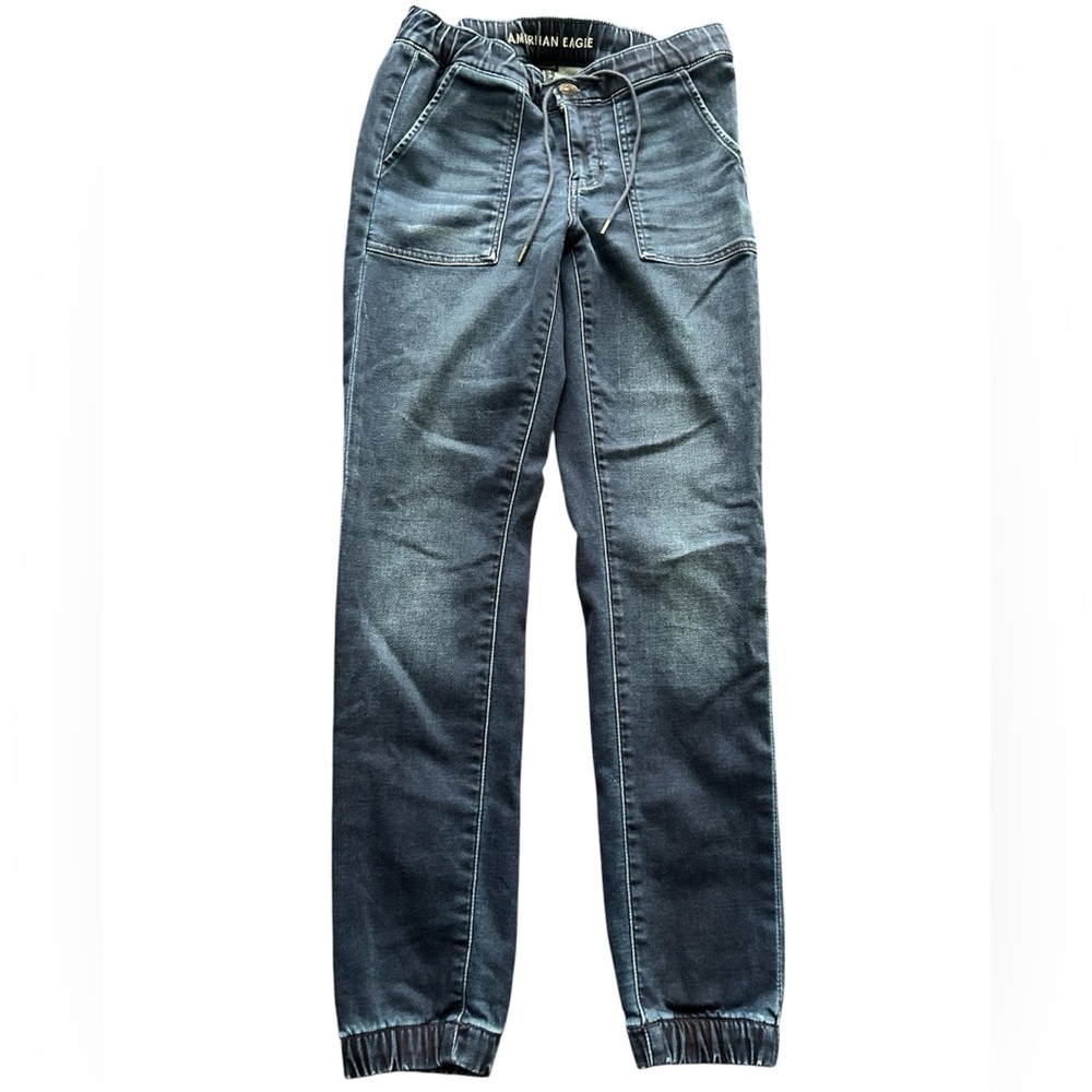 American Eagle Drawstring Denim Joggers Size 4 Medium Wash